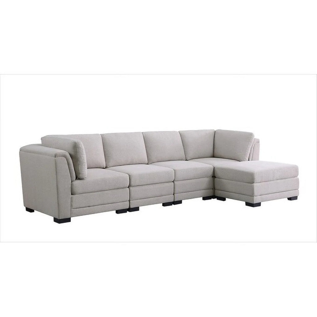 Light Gray Linen Reversible Sectional Sofa with Ottoman S8609