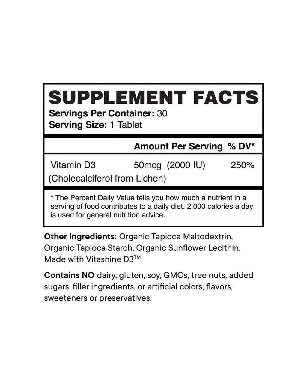 Plant-based Vitamin D Tablets K64001