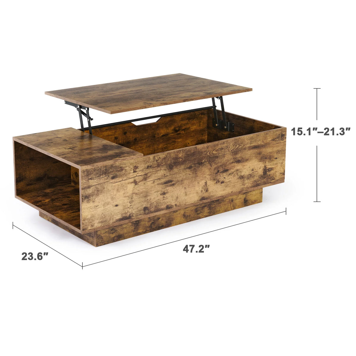 Rectangle Coffee Table with Lift Tabletop & Storage Walnut Finish F5537