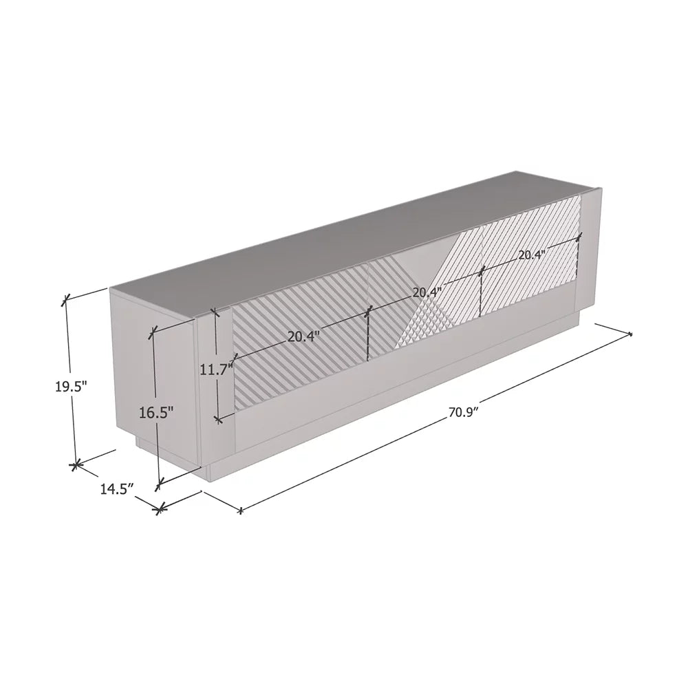 71" High Gloss TV Stand with Storage Cabinets K743