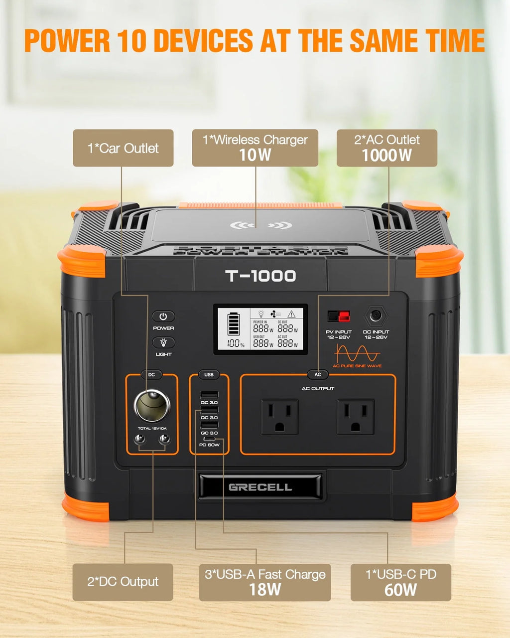 1000W 999Wh Portable Power Station K7178