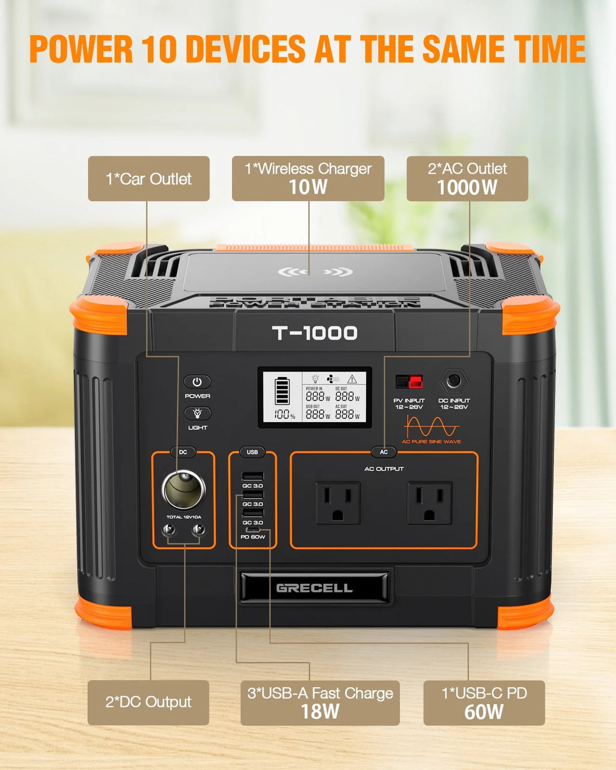 1000W 999Wh Portable Power Station K7178