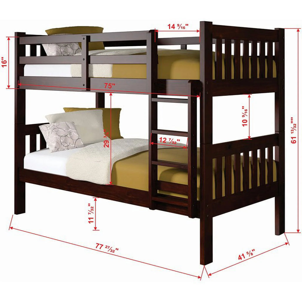 Twin Over Twin Solid Wood Bunk Bed Y29996