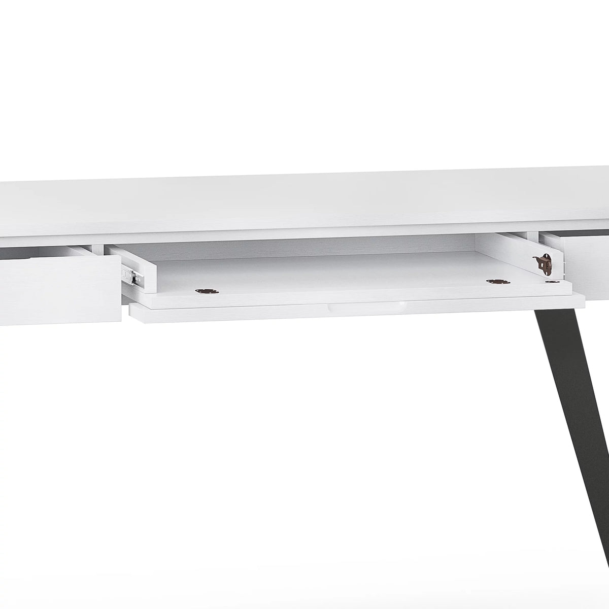 Distressed White Wood Desk with Keyboard Tray L828
