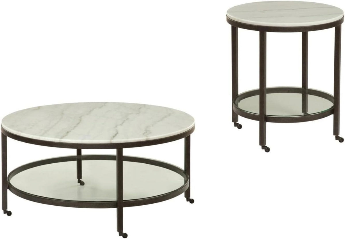 White Marble Round End Table Z9872