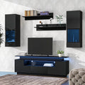 Black 5 Pieces Wall Mounted TV Stand with LED Light Strips B8714