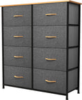 Fabric Dresser with 8 Drawers Steel Frame Wooden Top Dark Gray V28134