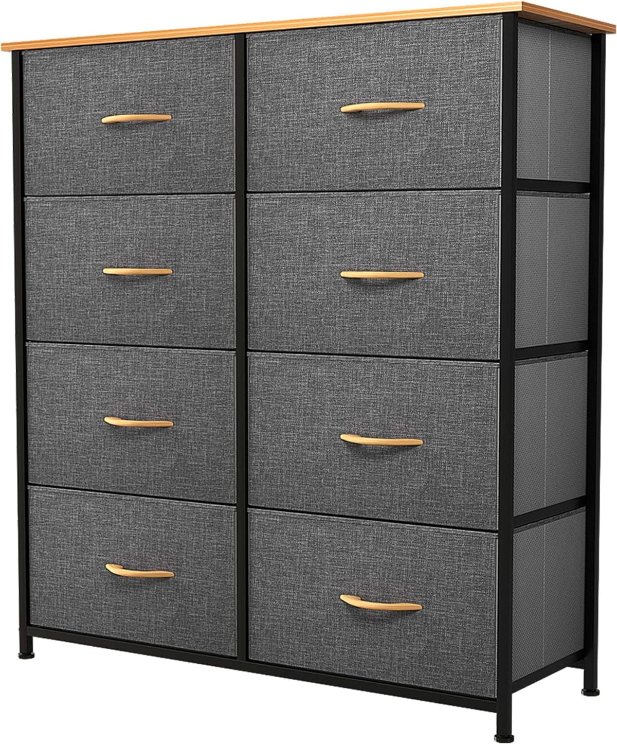 Fabric Dresser with 8 Drawers Steel Frame Wooden Top Dark Gray V28134