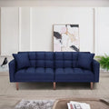 Navy Blue Memory Foam Futon Sofa Bed with 2 Pillows U787