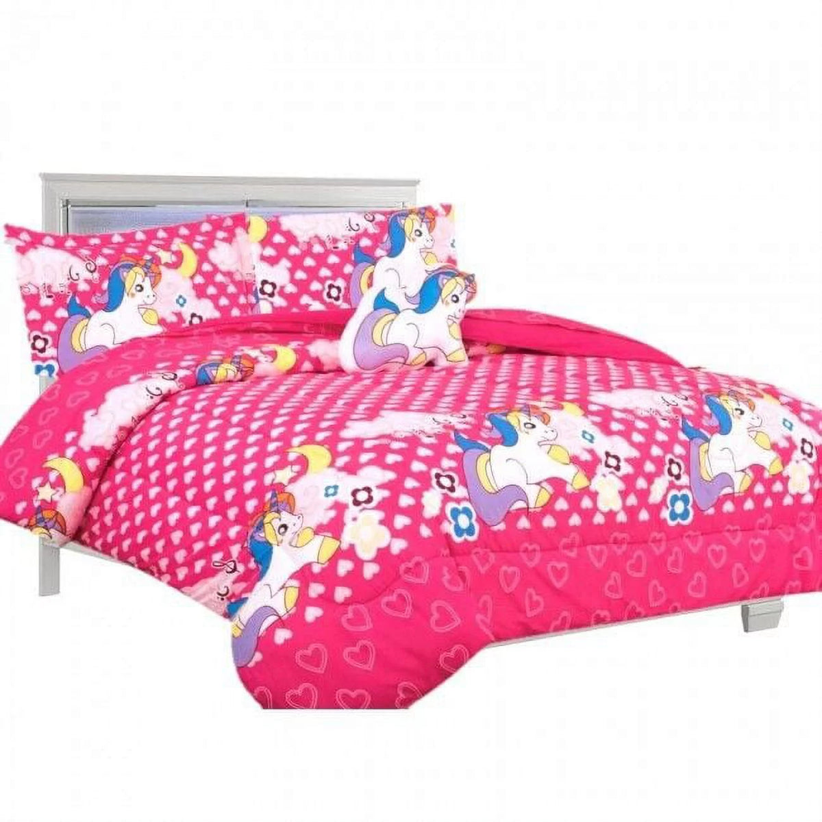 Pink Unicorn Print 6 Piece Twin Size Bed in Bag P263