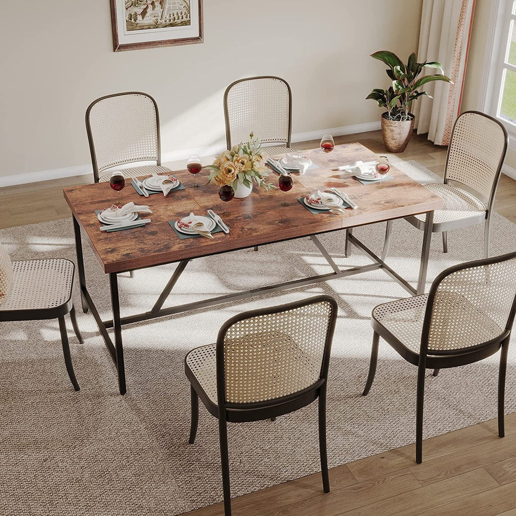 70 x 35 Inch Large Wood Dining Table with Metal Frame V80918