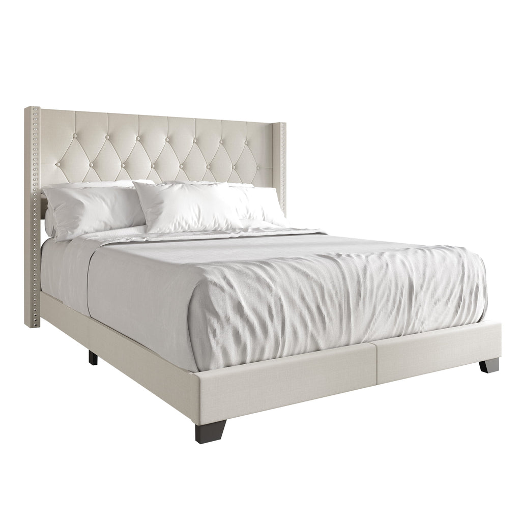 Blue Linen Upholstered Wingback Bed B371663