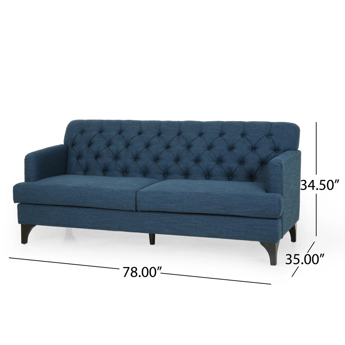 Navy Blue Upholstered Fabric 3 Seater Sofa P866542