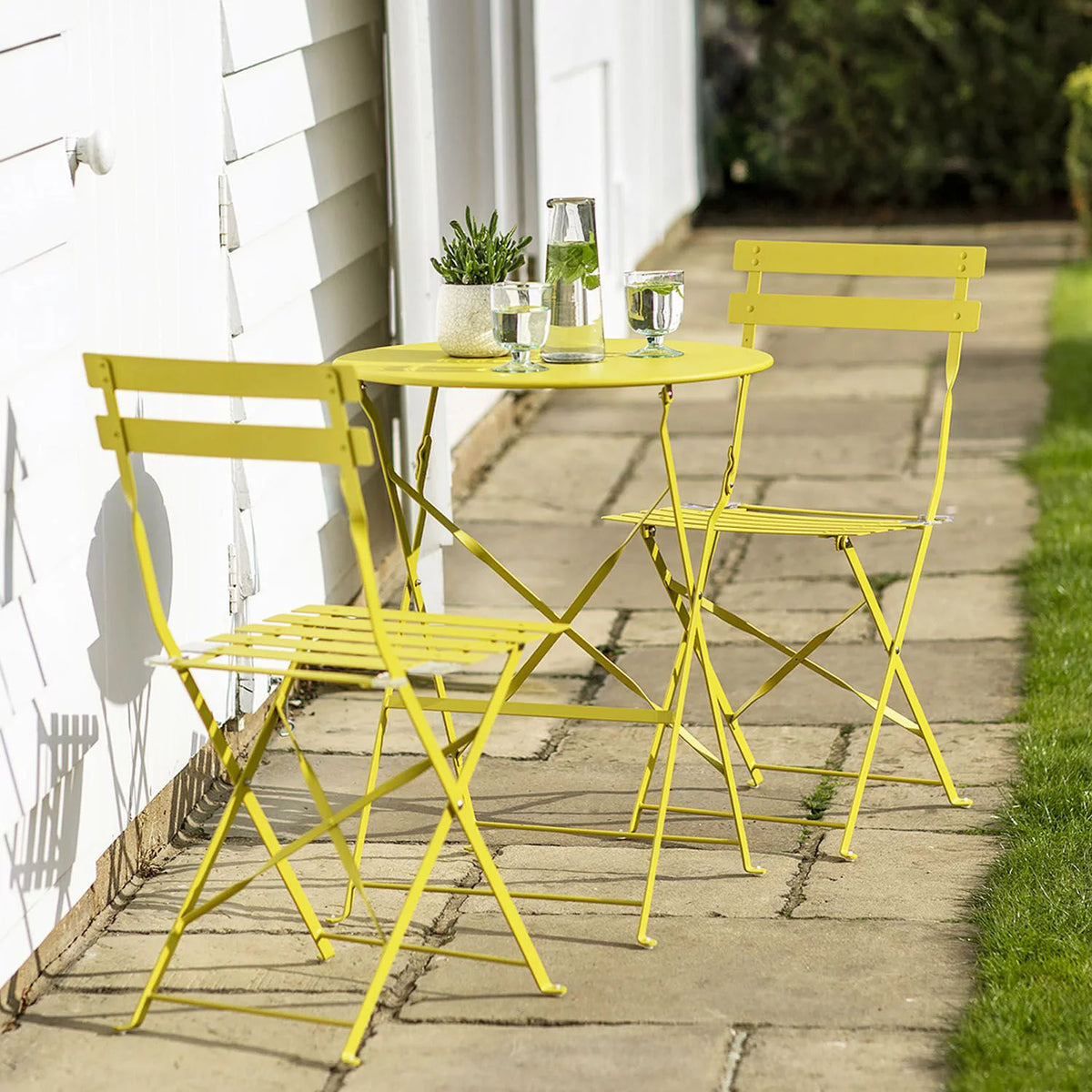 Yellow 3 Piece Bistro Folding Furniture Set Q514