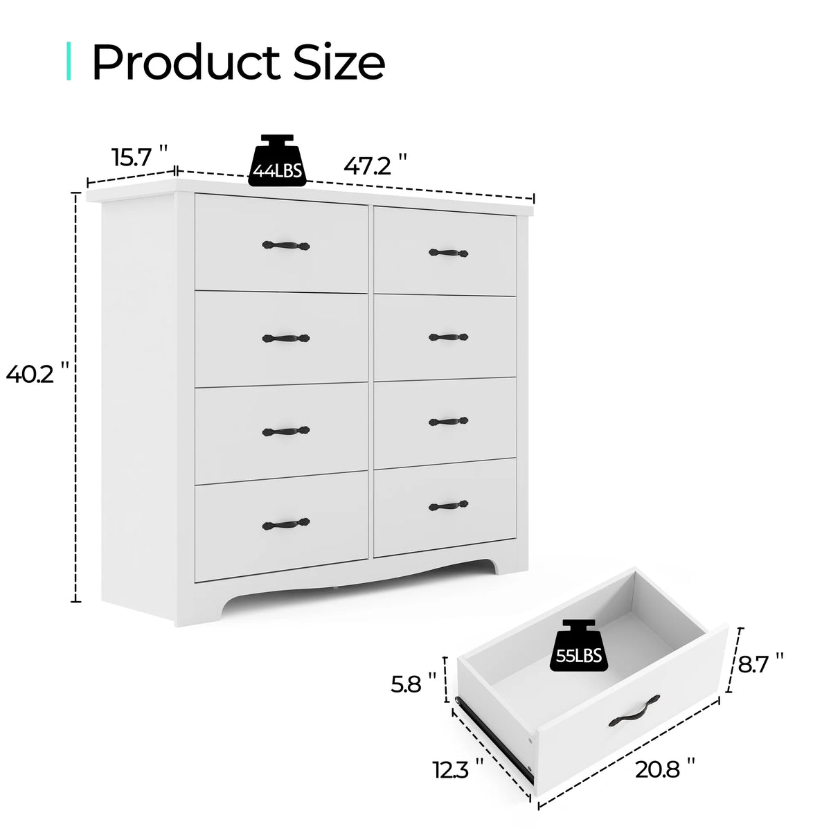 Black 6 Drawer Double Dresser I73975