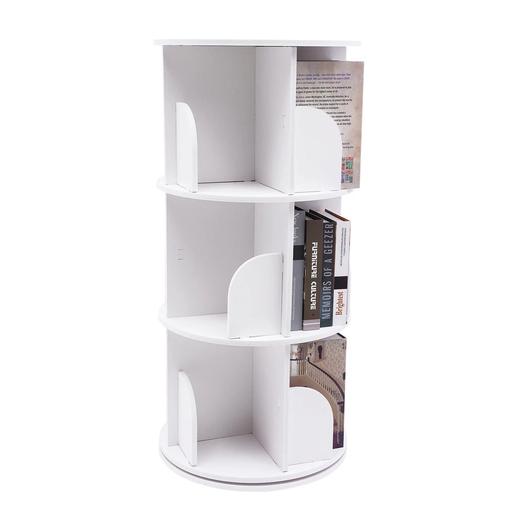 3-Tier 360° Rotating White Bookshelf R21252