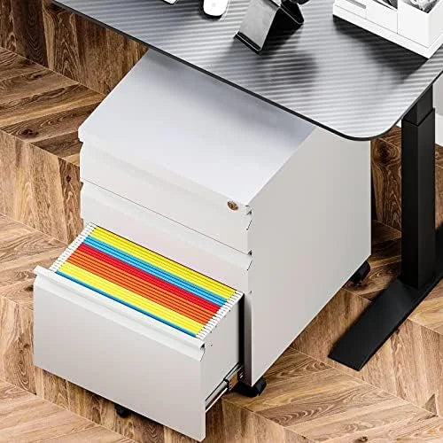 Black 3-Drawer Mobile File Cabinet with Lock V206