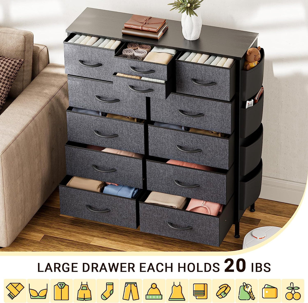 12 Drawer Fabric Dresser C36092