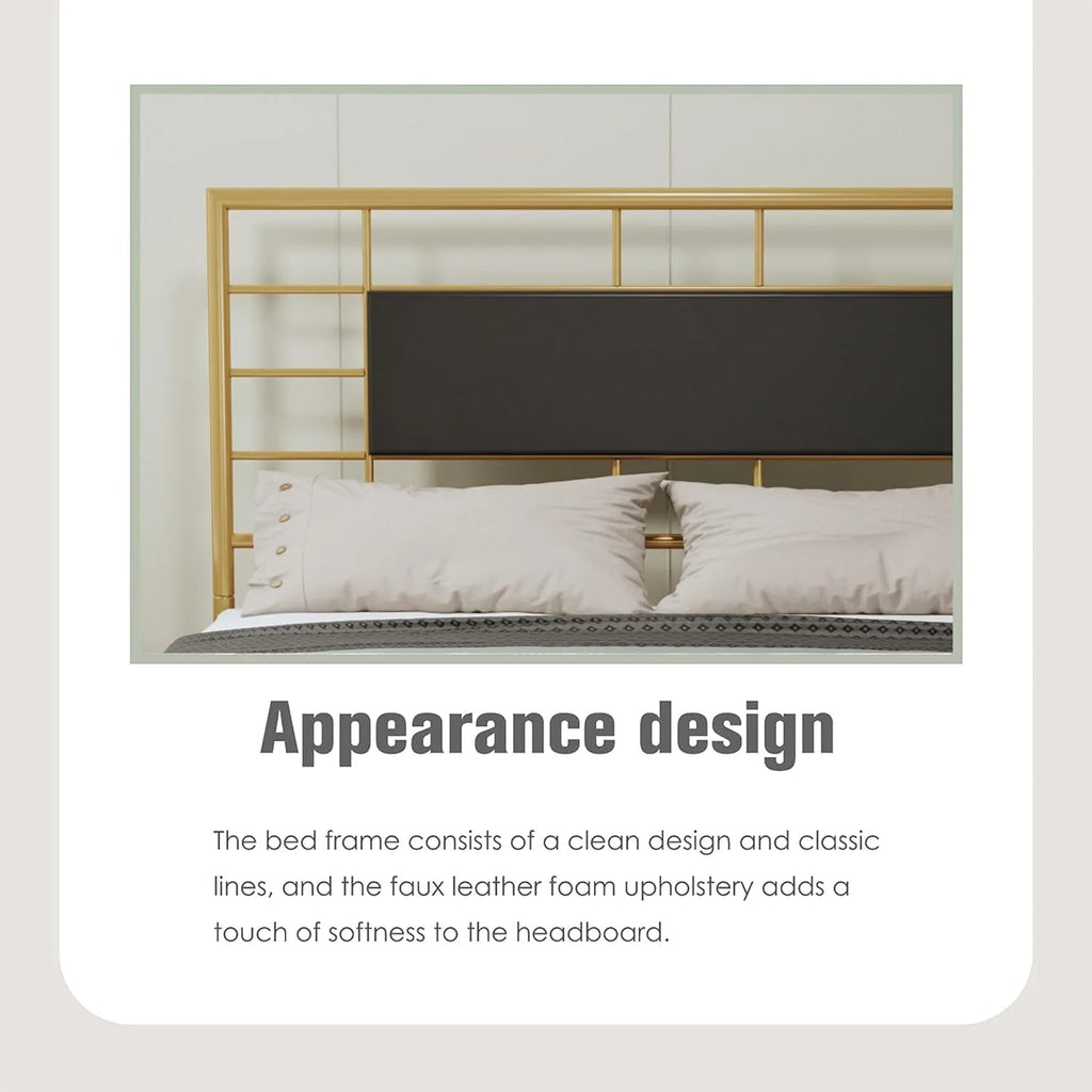 Full Size Gold Metal Platform Bed Frame K44126