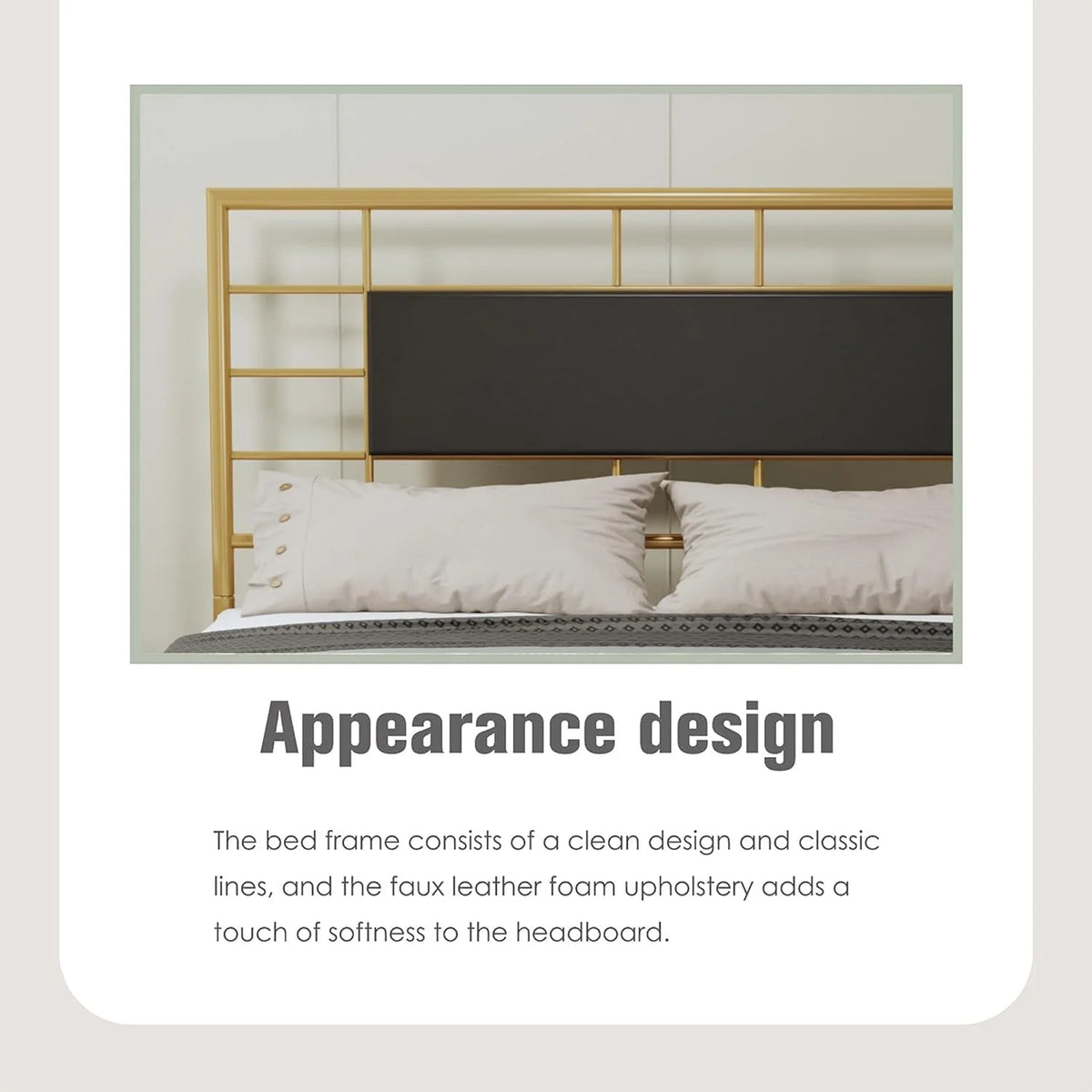 Full Size Gold Metal Platform Bed Frame K44126