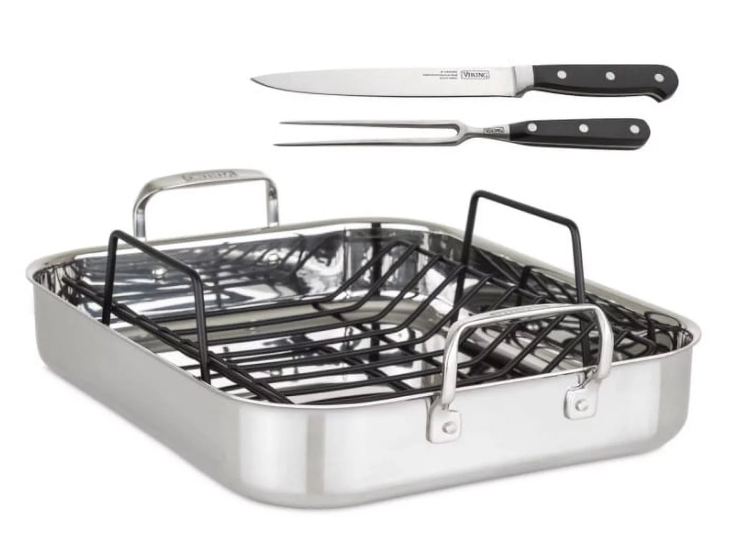 3-Ply Roasting Pan with Rack & Carving Set W779