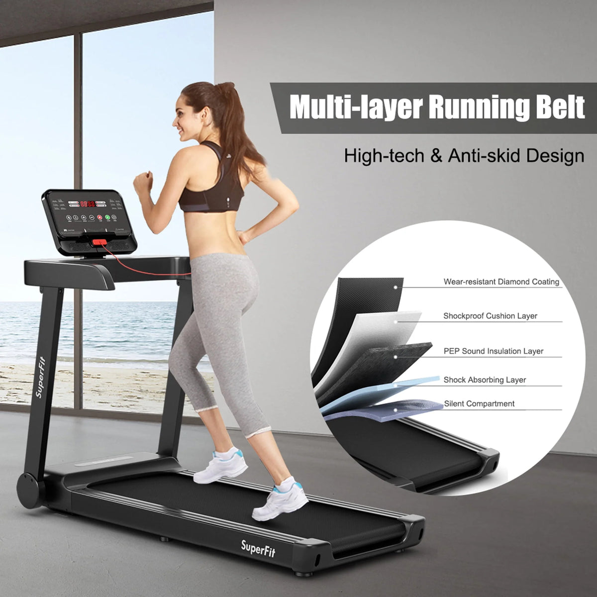 Electric Motorized Treadmill with LED Display D6642