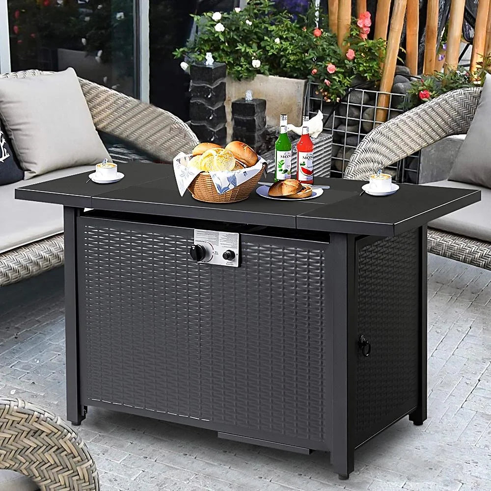 43'' Propane Fire Pit Table with Rain Cover and Wind Guard W3307