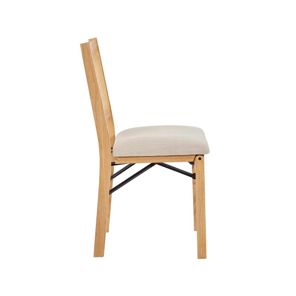 Natural Wood Folding Side Chair with Woven Cane Back A12867