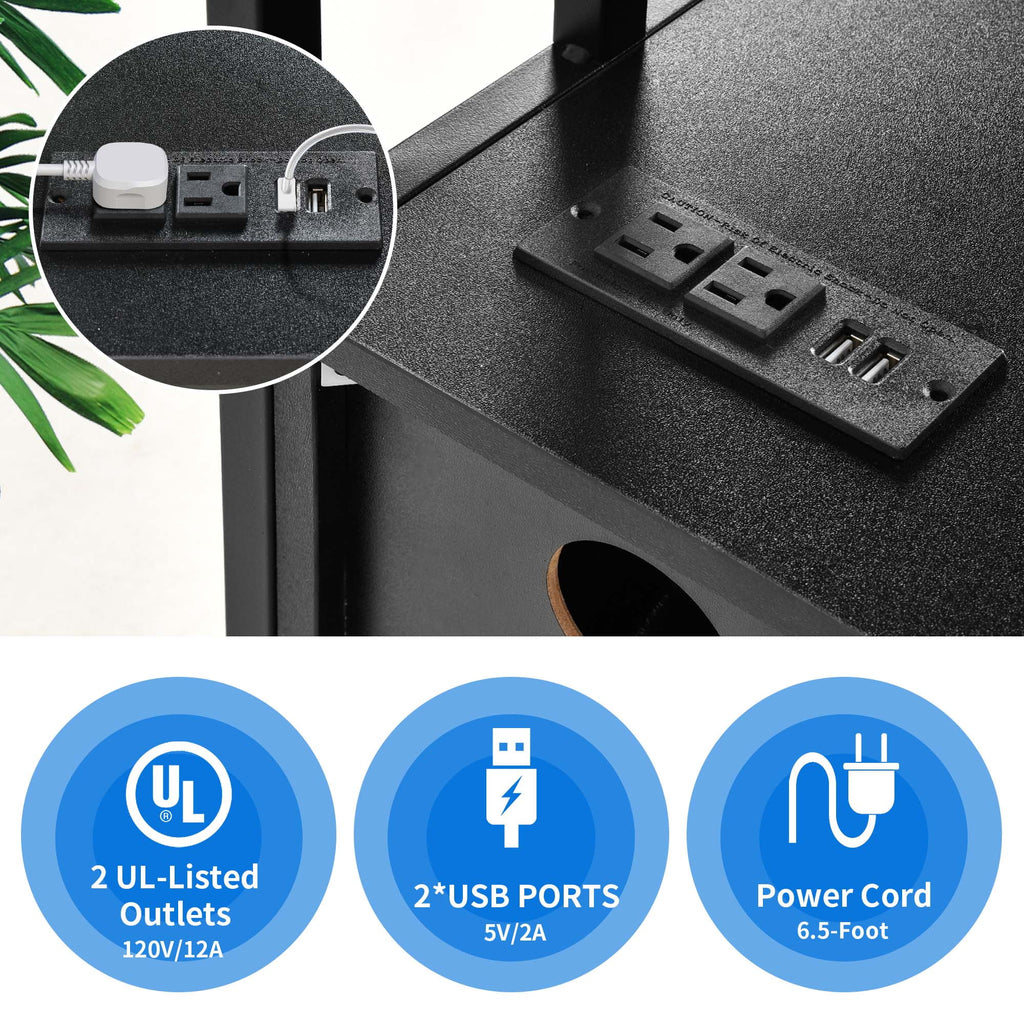 Wood File Cabinet with Charging Station and Printer Shelf O565