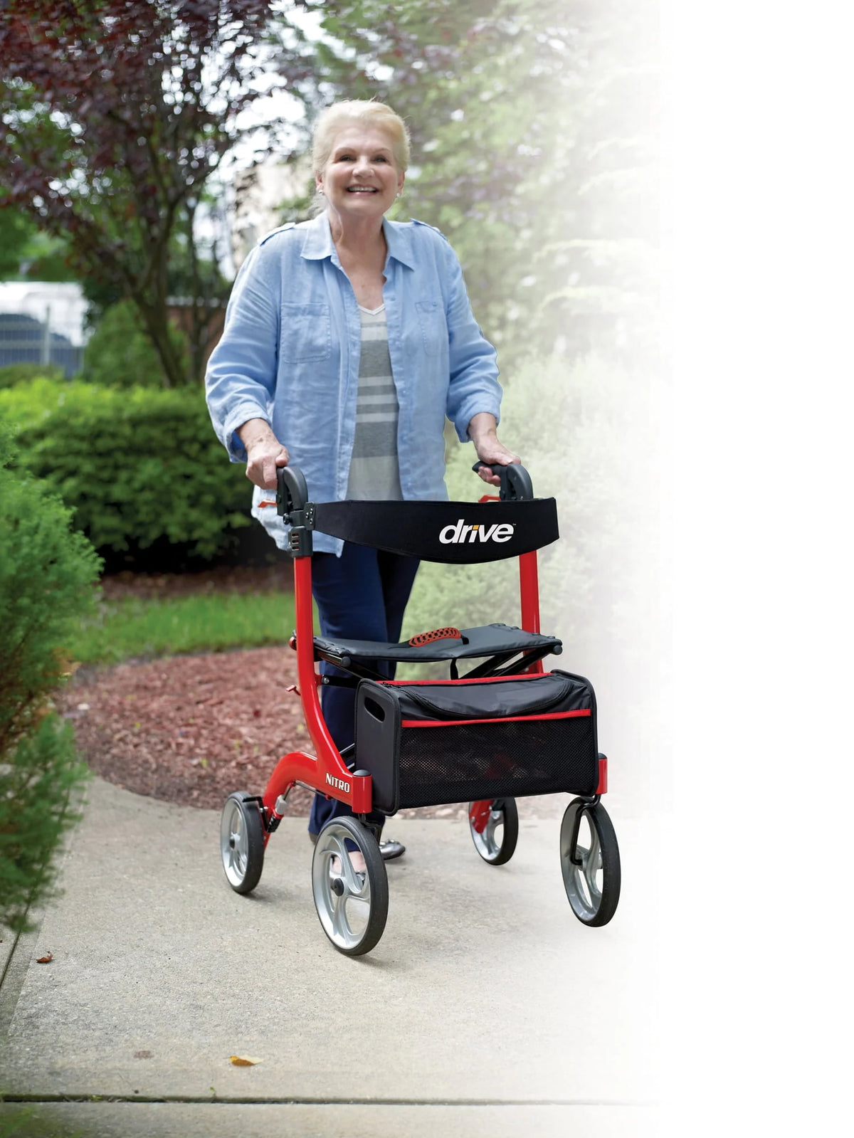 Red Rollator Rolling Walker P5959