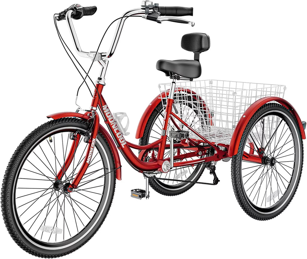 Adult Tricycles 3 Wheel 7 Speed Trikes with Basket A5047