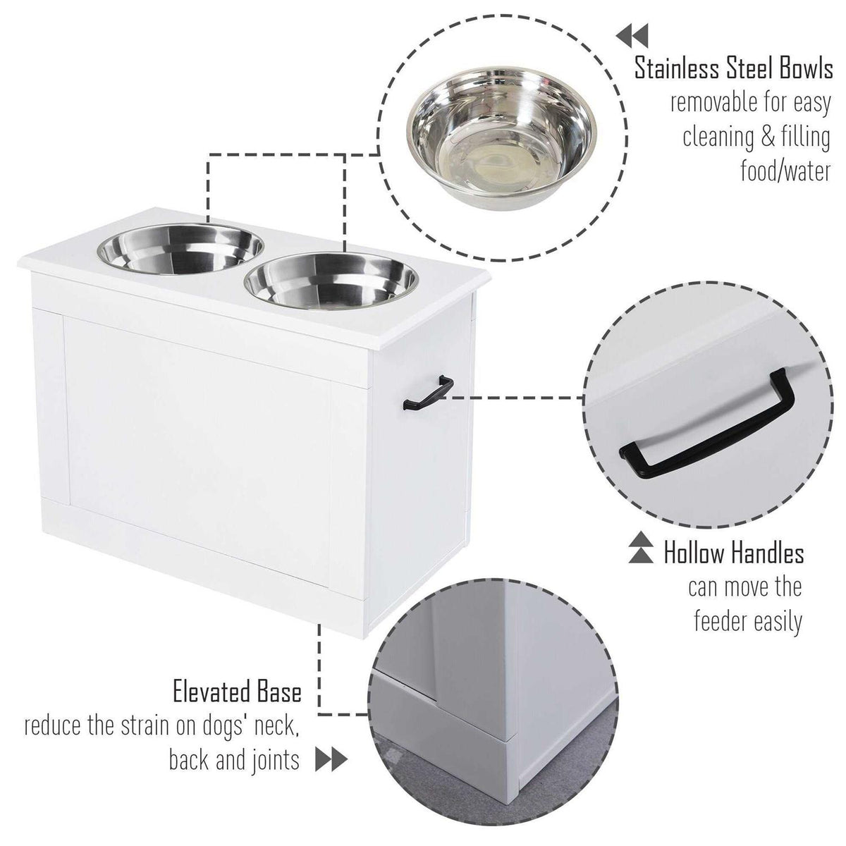 Raised Pet Feeding Station with 2 Stainless Steel Bowls K270