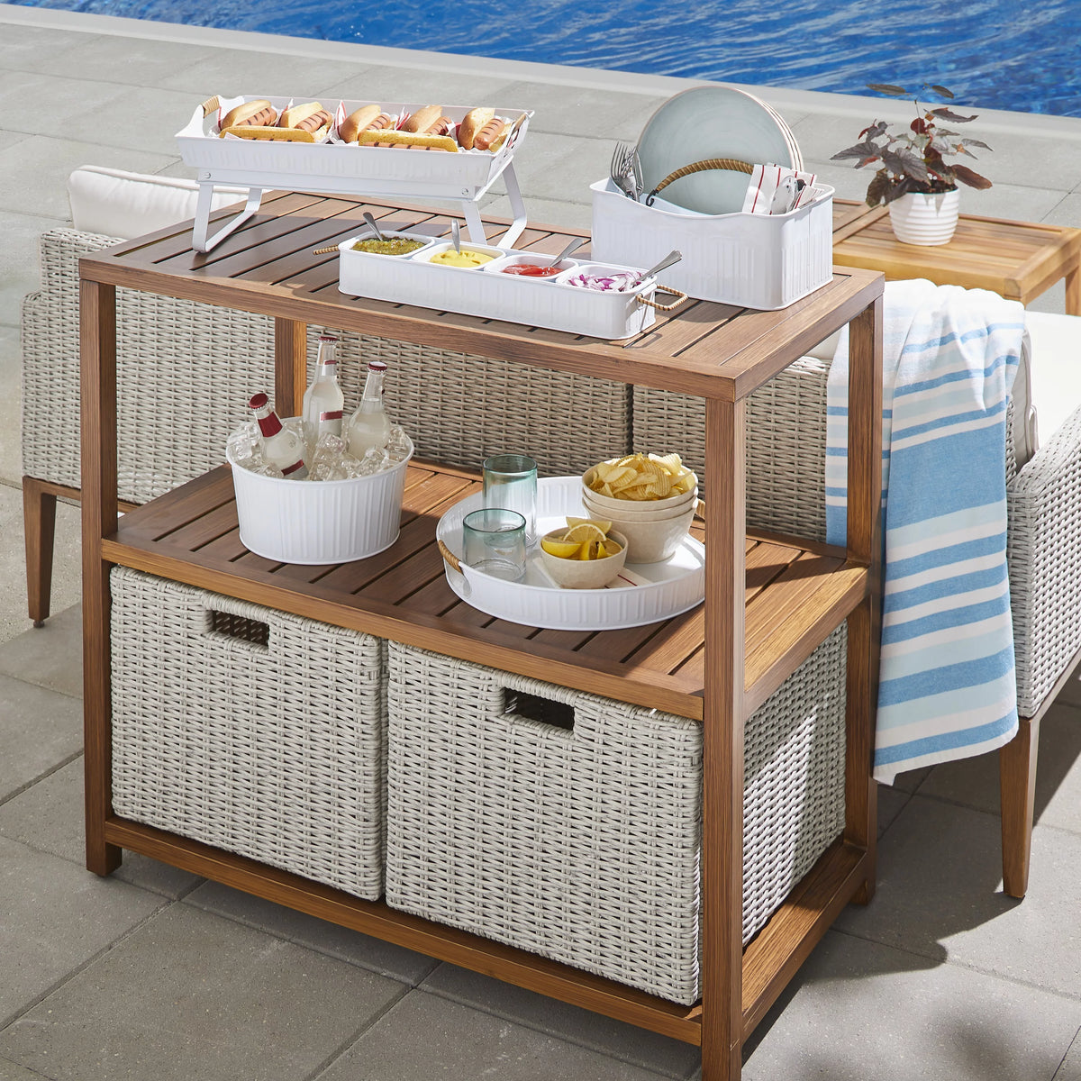 Gray Steel Outdoor Console Table W239