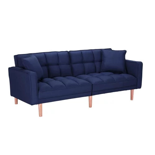 Navy Blue Memory Foam Futon Sofa Bed with 2 Pillows U787