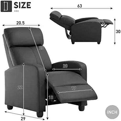 Black Faux Leather Recliner Chair S548022