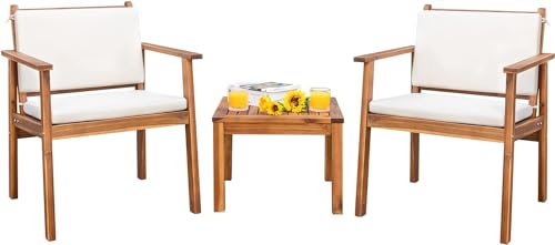 4 Piece Acacia Wood Outdoor Sofa Set with Table & Cushions N8196