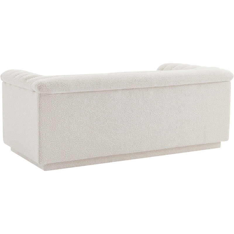Cream Boucle Fabric Loveseat W8529