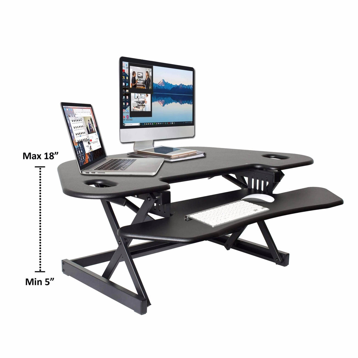 Height Adjustable Corner Desk Riser, Black S7347