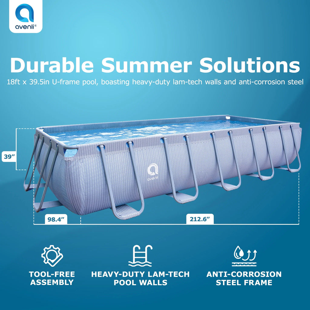 18 Foot x 39.5 Inch Rectangle Above Ground Swimming Pool E410