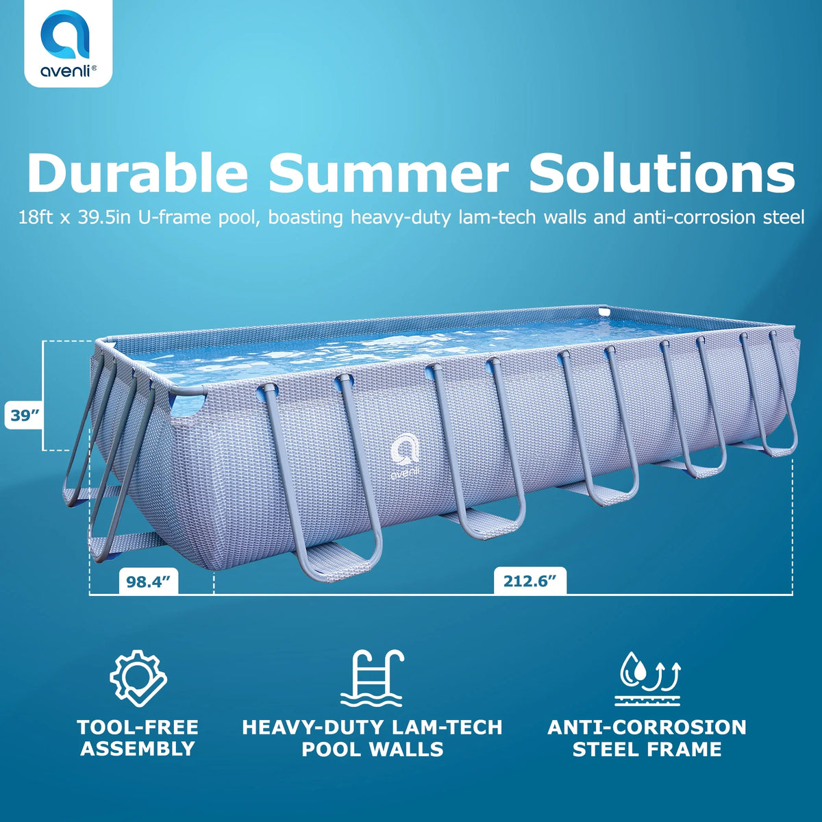 18 Foot x 39.5 Inch Rectangle Above Ground Swimming Pool E410