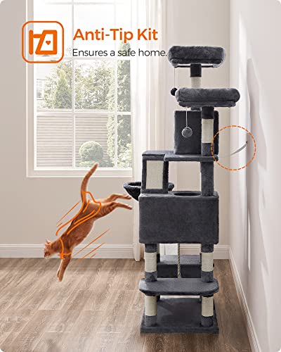 81.1-Inch Multi-Level Plush Cat Tree with Scratching Posts K742388