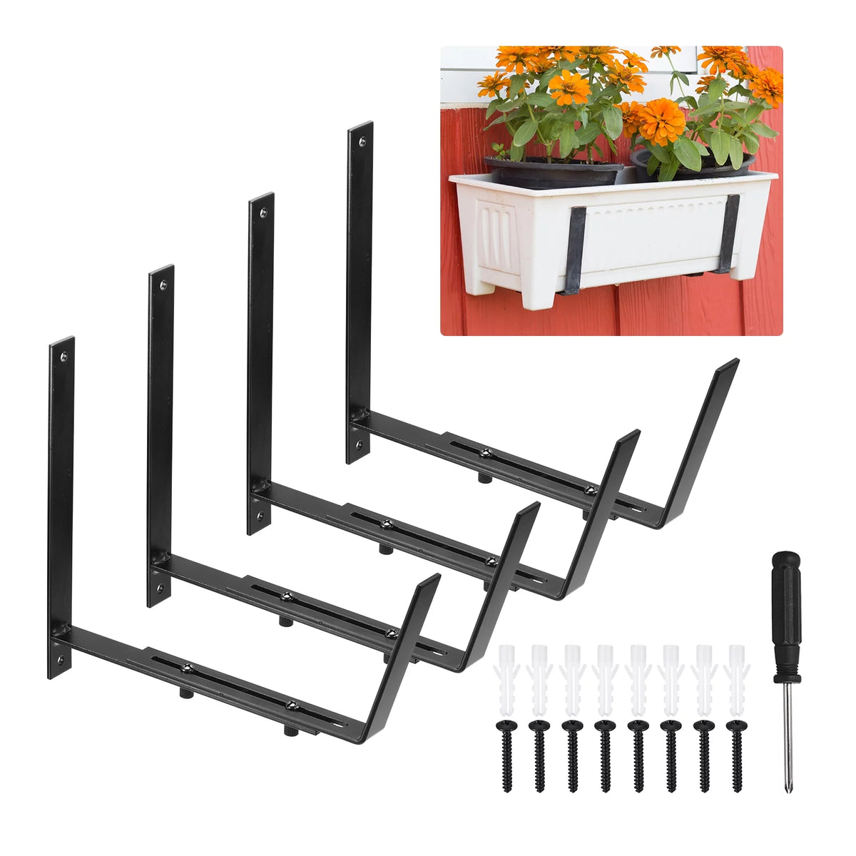 Adjustable Window Planter Box Brackets 4 PCS D6832