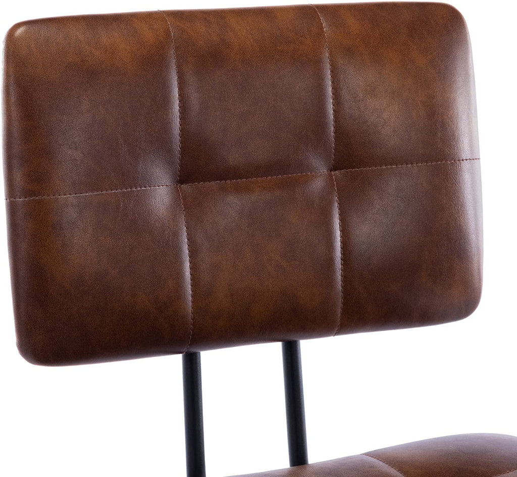Faux Leather Upholstered Dining Chairs Set of 2 with Metal Legs T74396