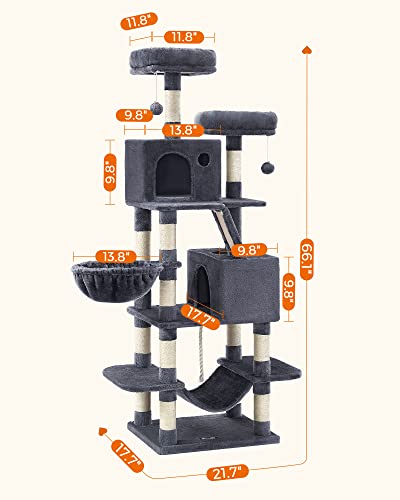 81.1-Inch Multi-Level Plush Cat Tree with Scratching Posts K742388