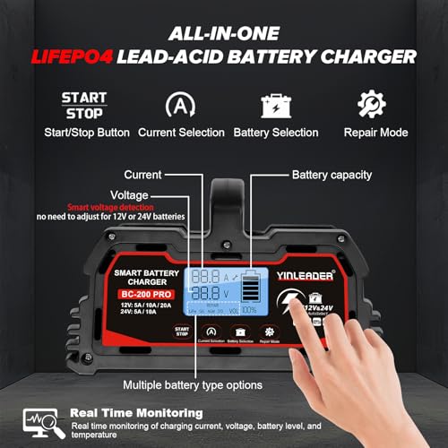 40A 12V/24V Lead Acid LiFePO4 Battery Charger L155