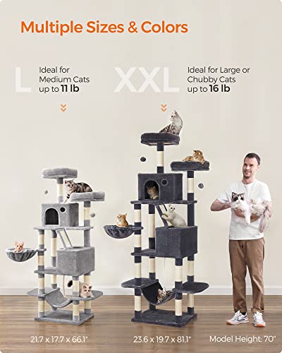 81.1-Inch Multi-Level Plush Cat Tree with Scratching Posts K742388