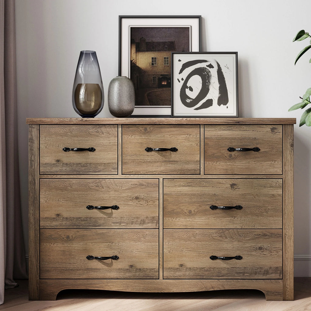 Black 6 Drawer Double Dresser I73975