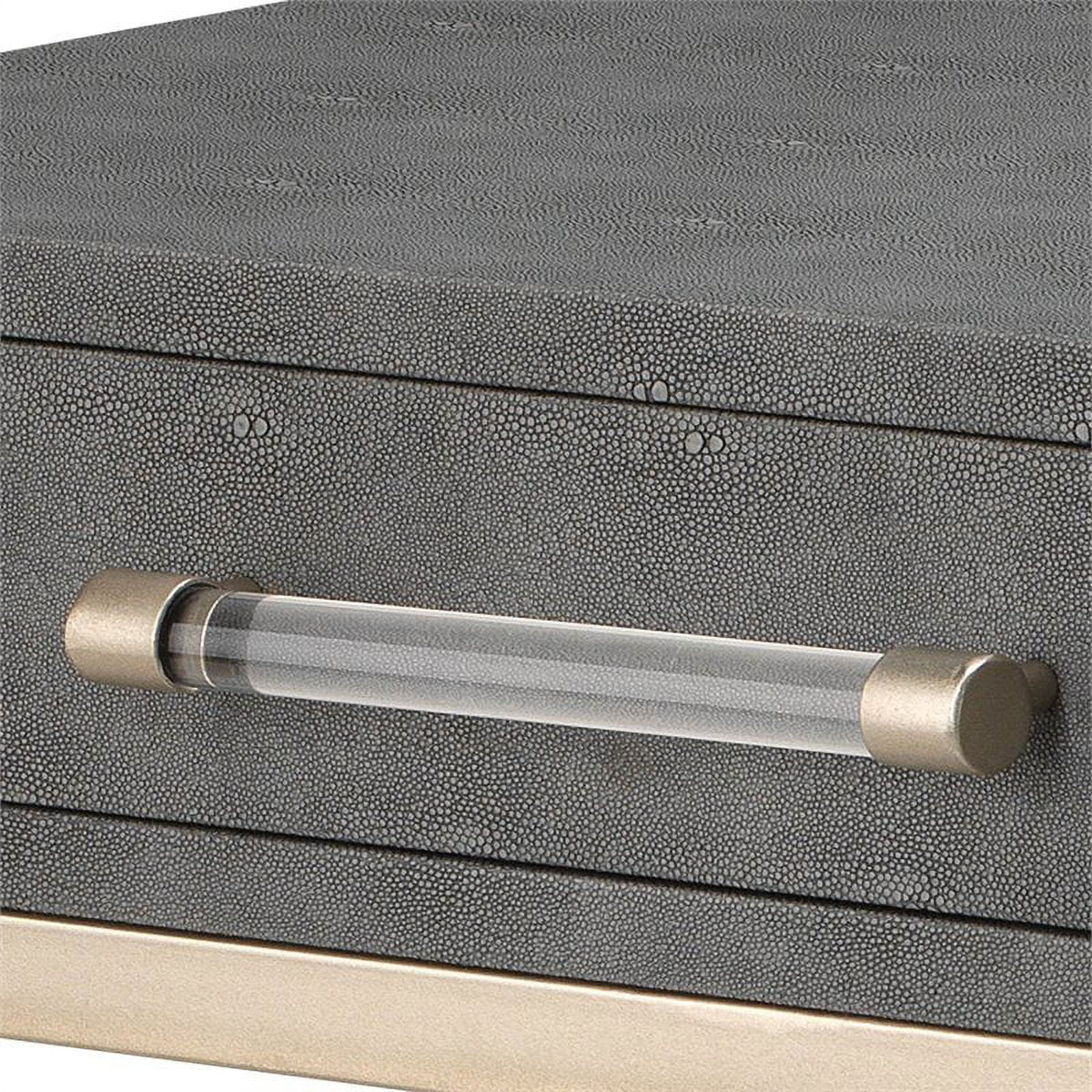 Gray Faux Shagreen Metal Console Table G478