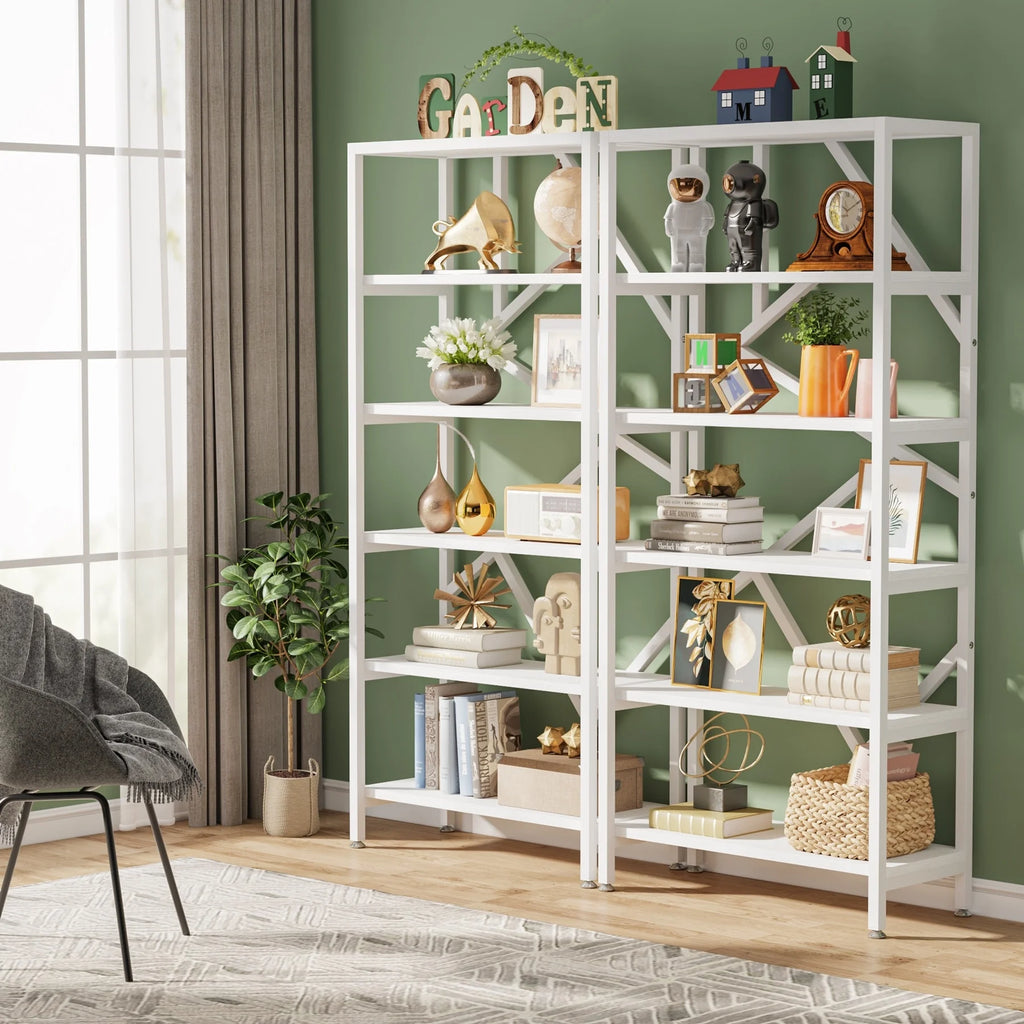 71" 6 Tier Rustic Brown Wood Etagere Bookcase M80024