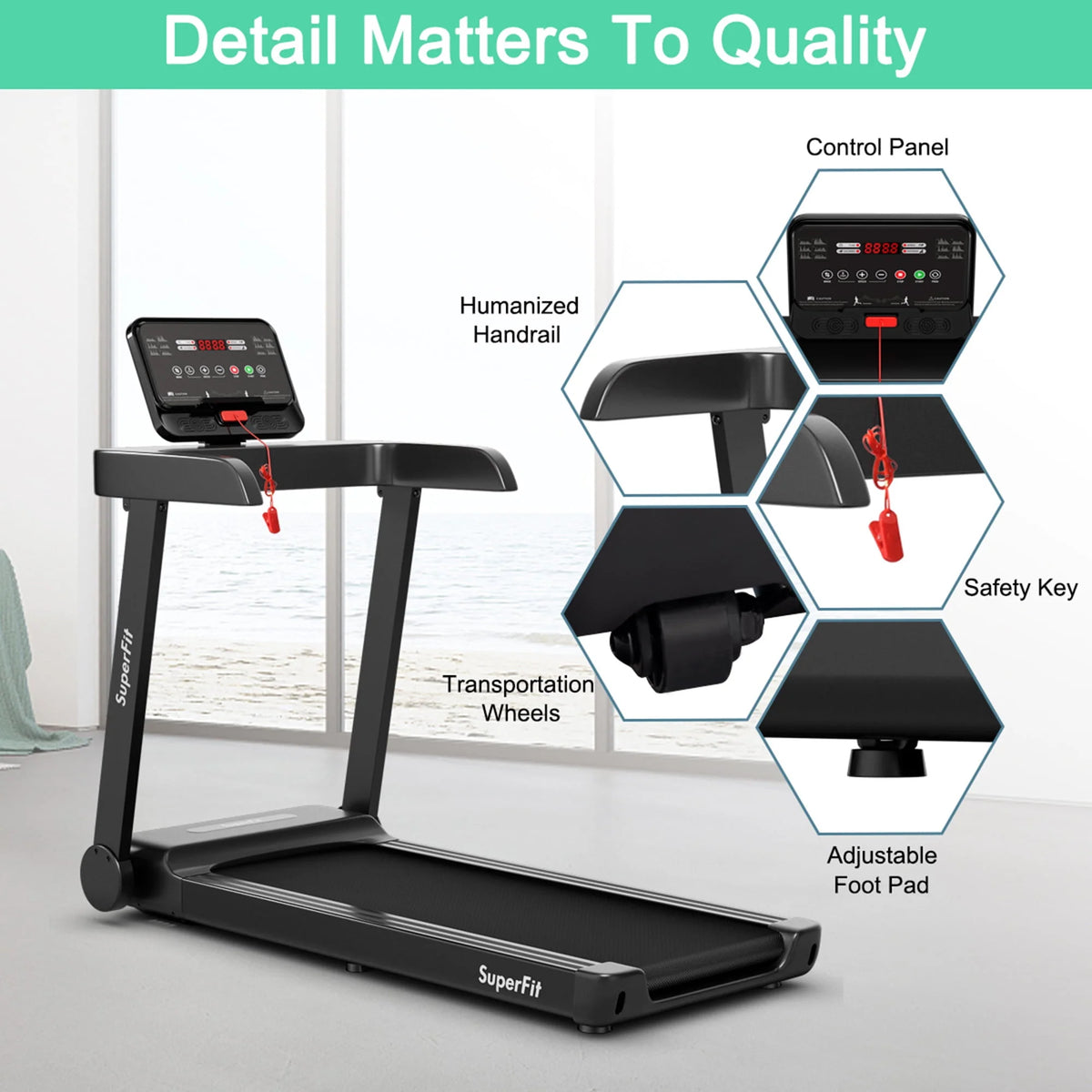 Electric Motorized Treadmill with LED Display D6642